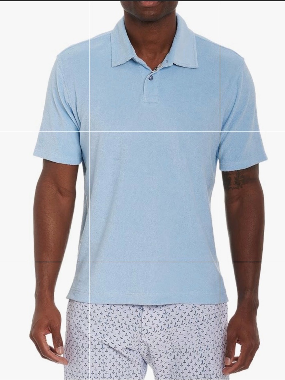 Robert Graham Men's Sky Blue Beach Daze Short Sleeve Terry Knit Polo Size Medium